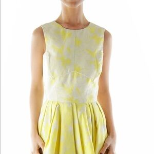 Coast Cream Yellow Flared Floral Dress Size US 2